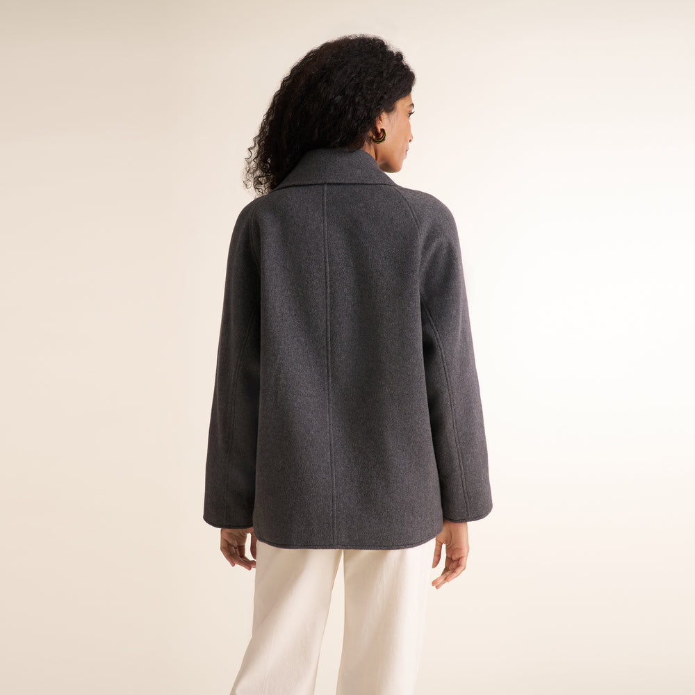 Calista Coat - Felted Wool Cashmere :: Dark Gray Melange