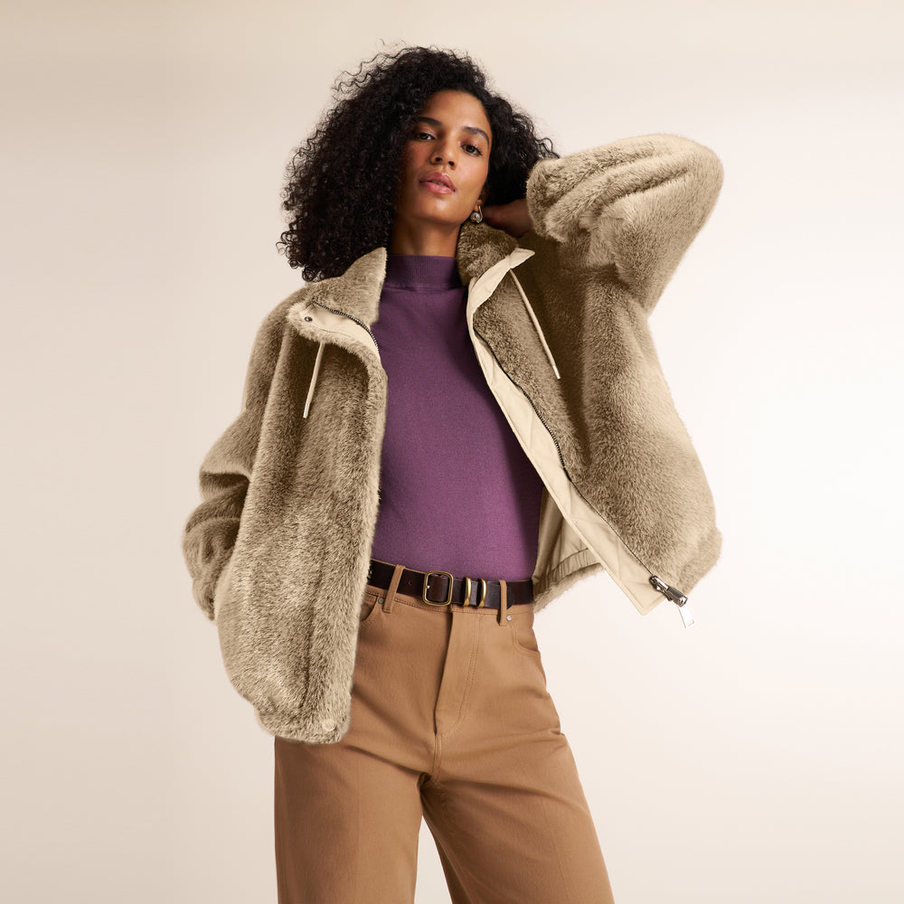 Frisson Fur Palomino Reversible Jacket in Palomino/Ivory — view 1