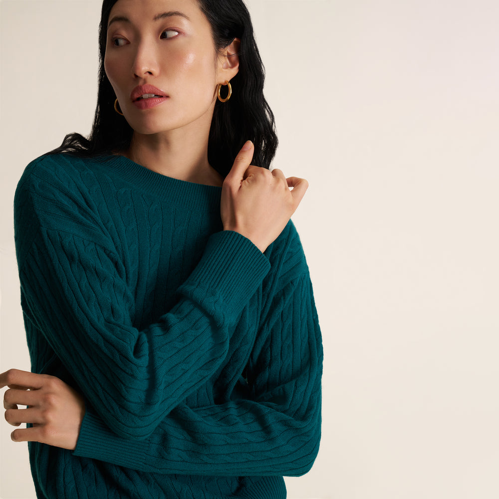 Giselle "Something's Gotta Give Cable" Sweater, Midnight Pine, image 3 of 10
