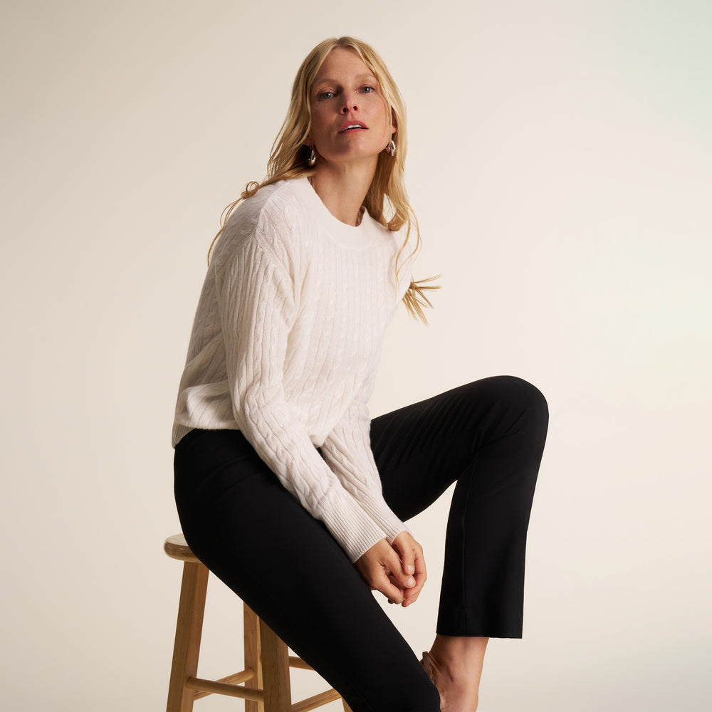Giselle "Something's Gotta Give Cable" Sweater, Ivory, image 1 of 10