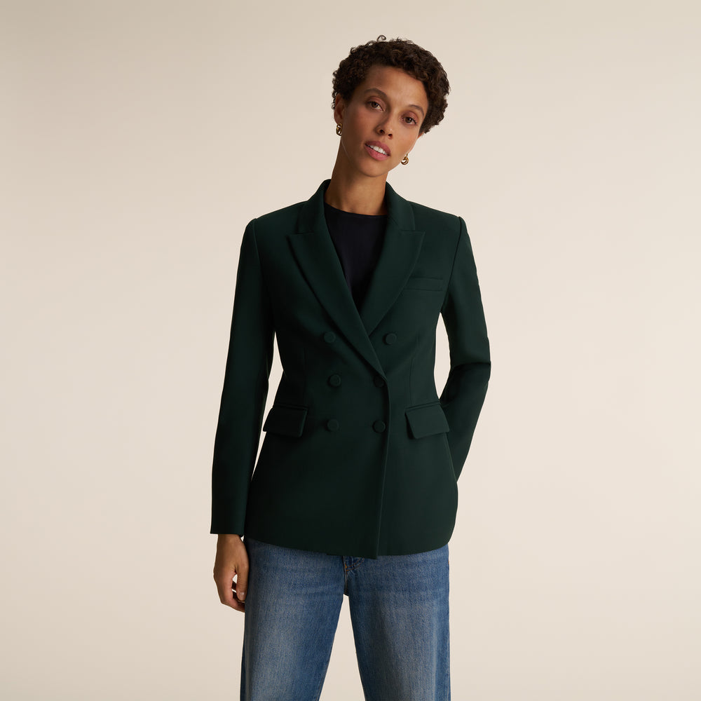 Kati Double-Breasted Blazer, Dark Forest, image 1 of 12