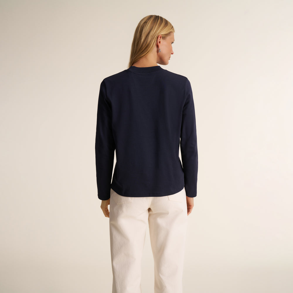 Raquel Long-Sleeve Tee, Dark Navy, image 4 of 7