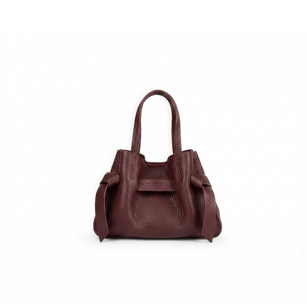 image of a small burgundy leather bag