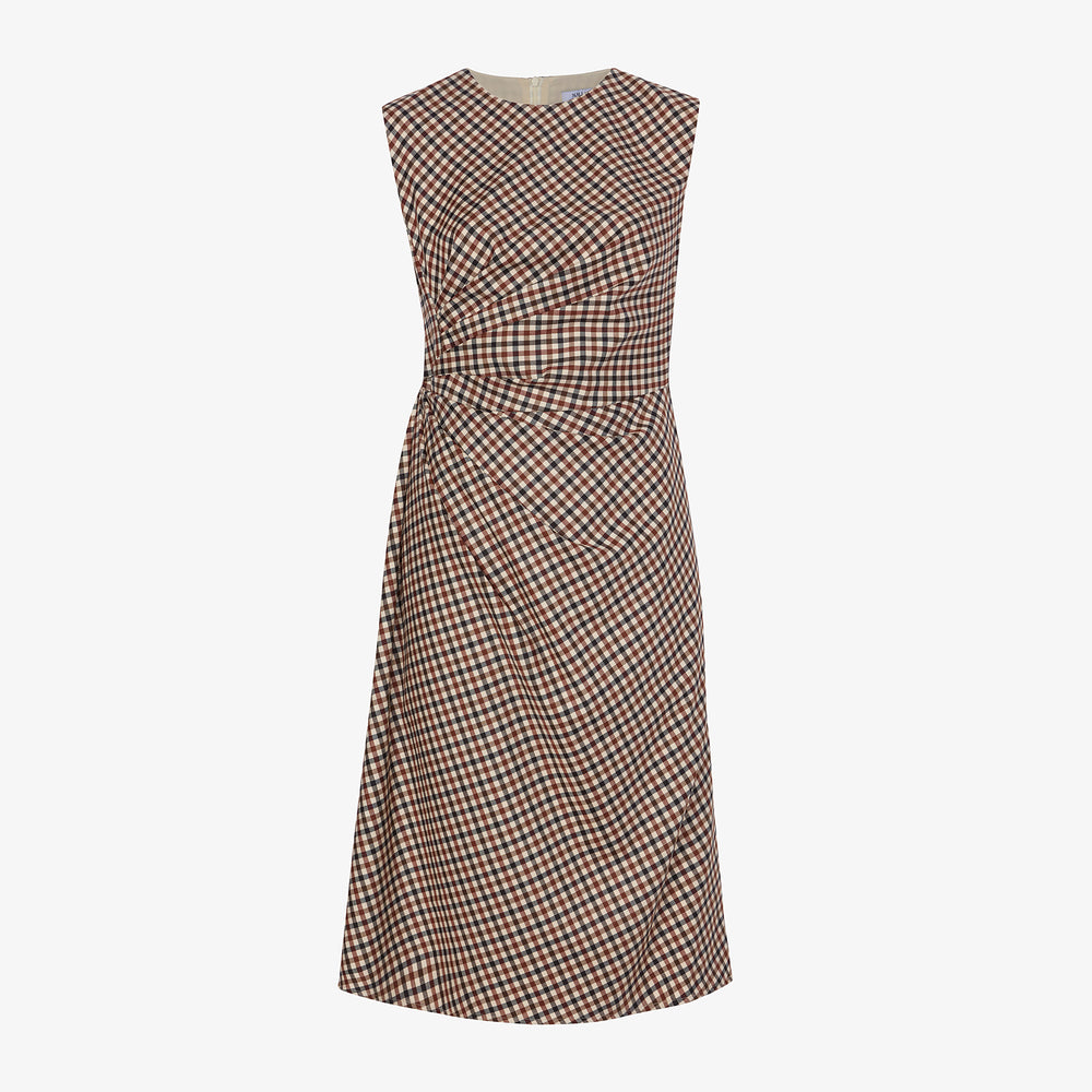packshot image of the jeannine dress in windowpane sharkskin