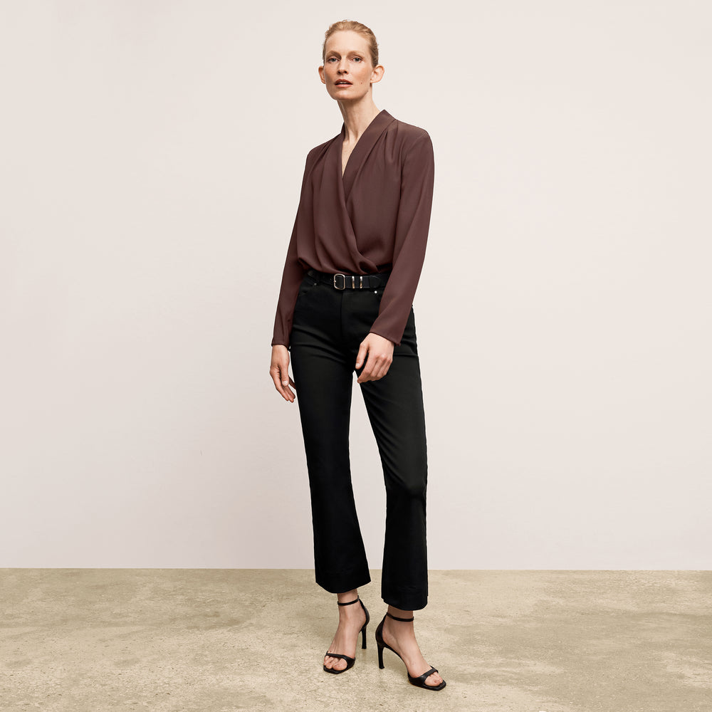 Front image of a woman wearing the Archie Jean in Black