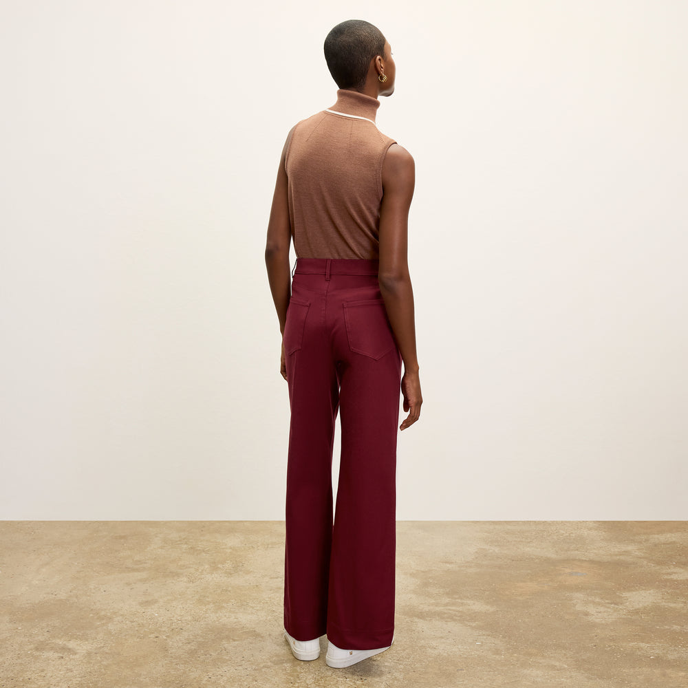 back image of a woman wearing the milo jean in berry jam