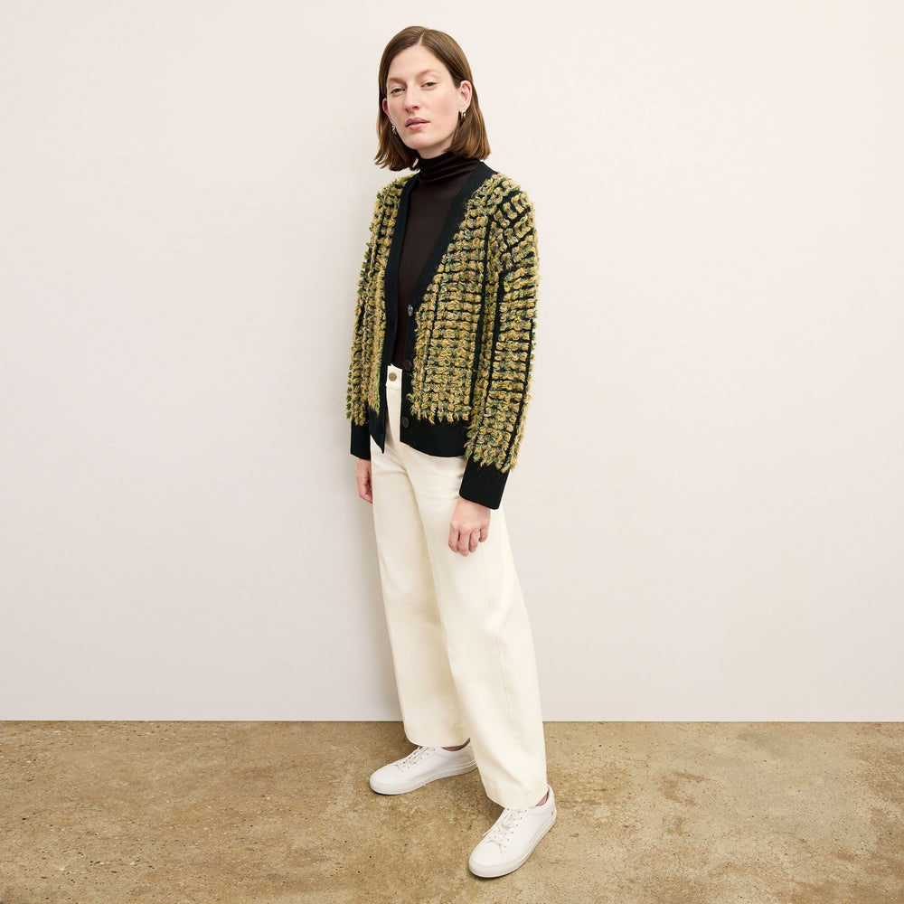 front image of the rayna sweater in pom pom knit