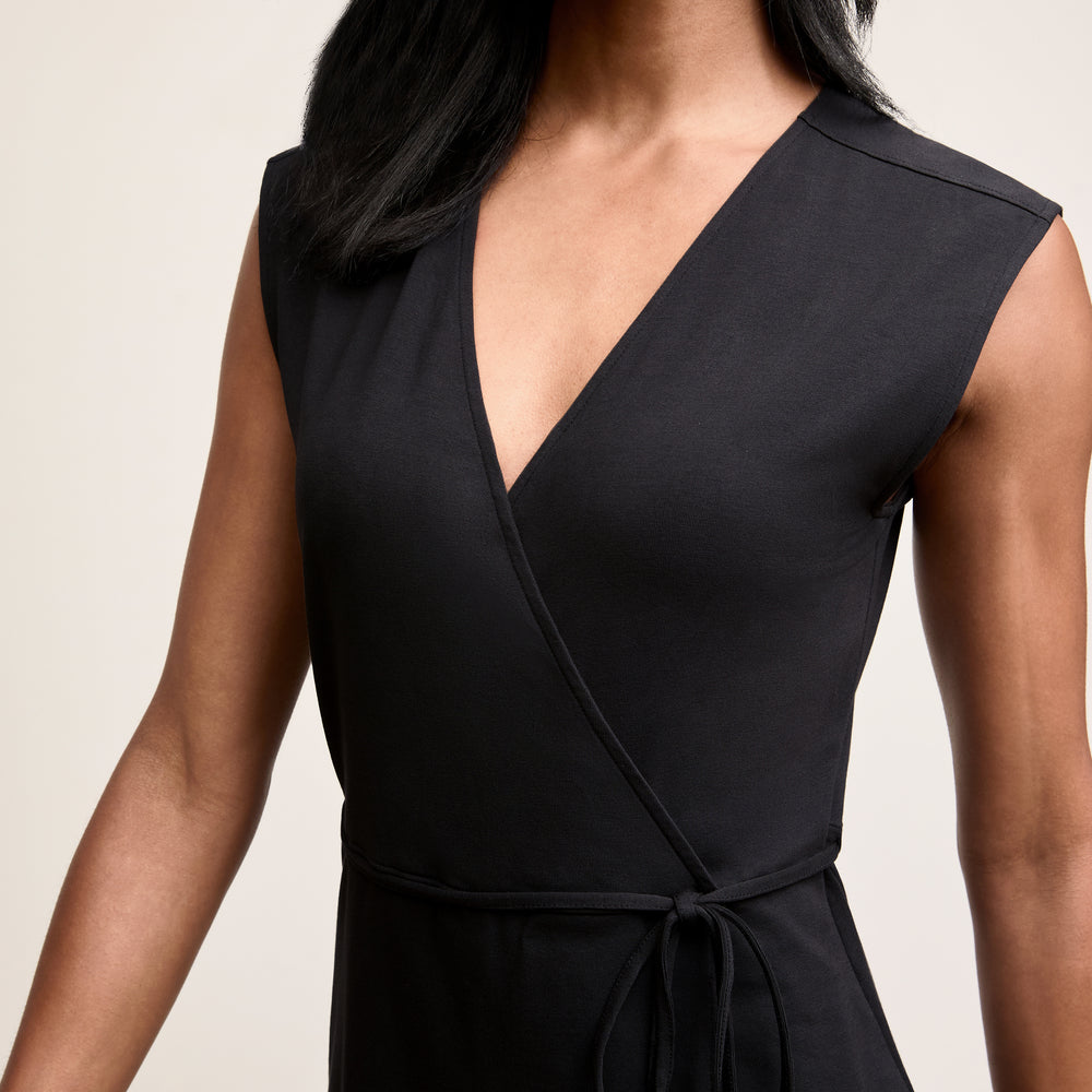 Front image of a woman wearing The Marta Dress-Pima Cotton Jersey :: Black
