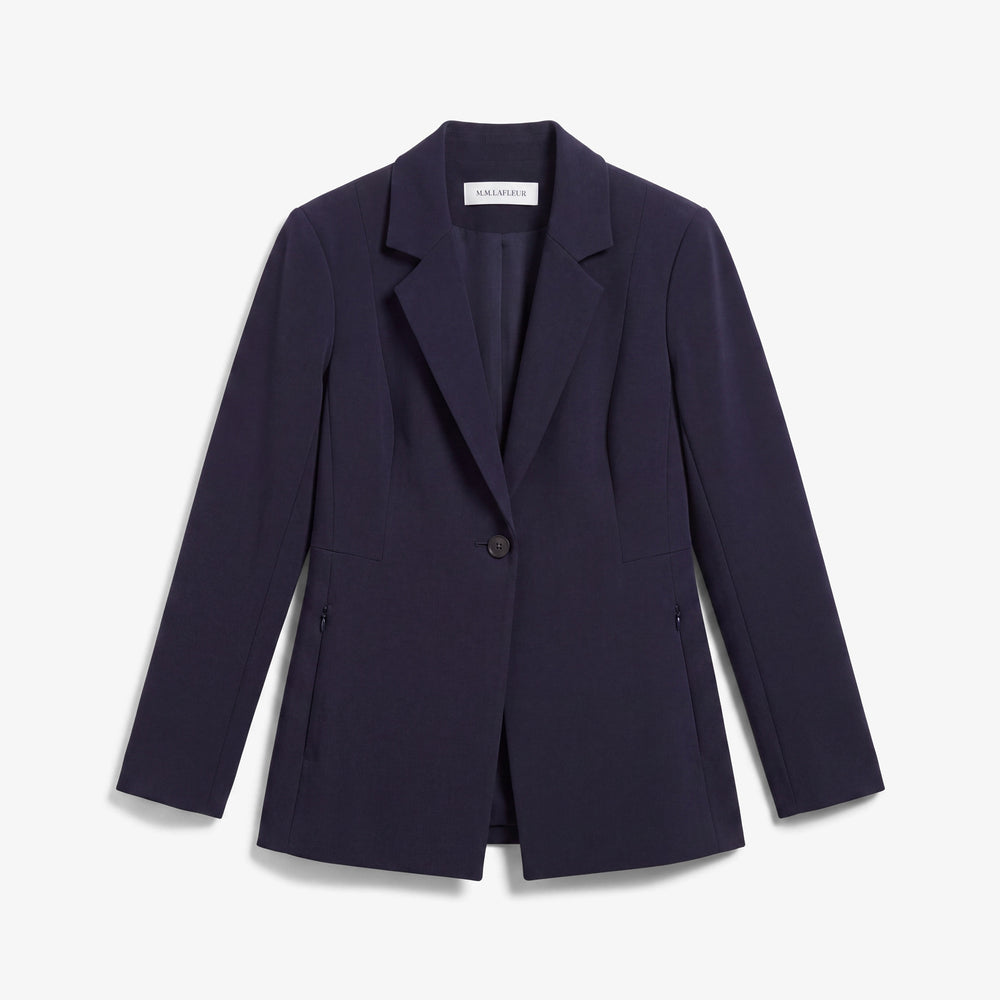 Packshot of a single button navy blazer