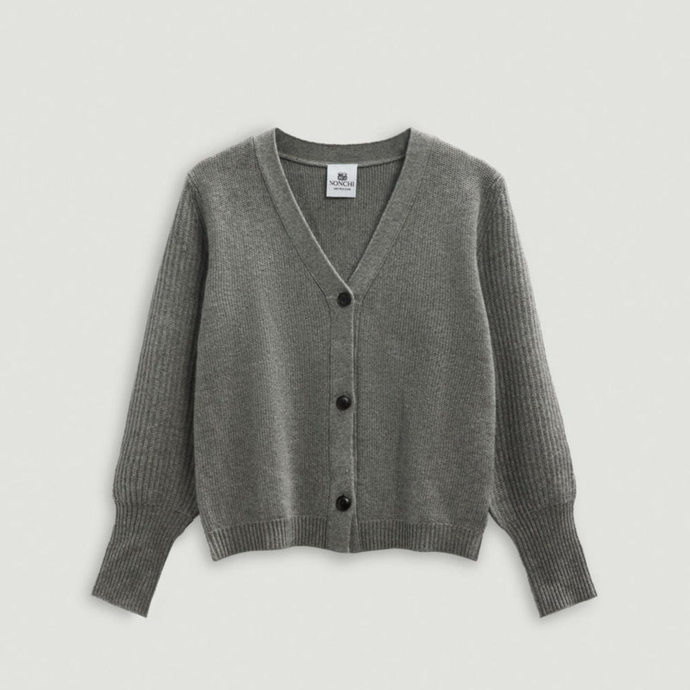 Gray cardigan on a light gray background