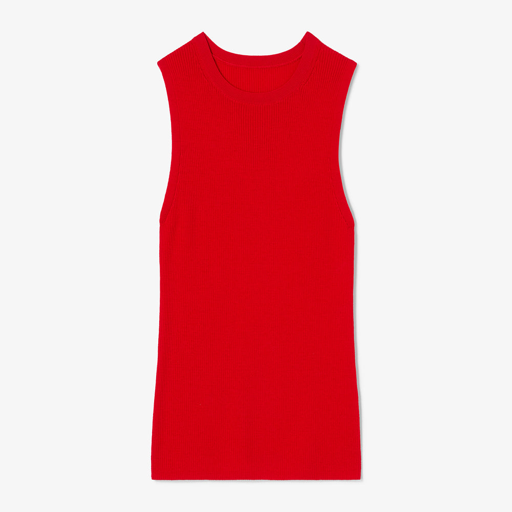 Red sleeveless top