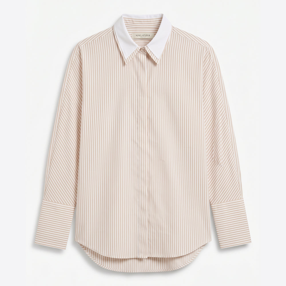 virginia top in ivory/tan stripe