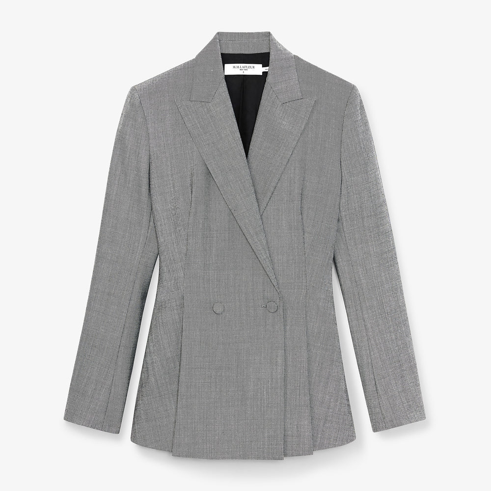 Packshot image of the gaia jacket in sharkskin in black and white