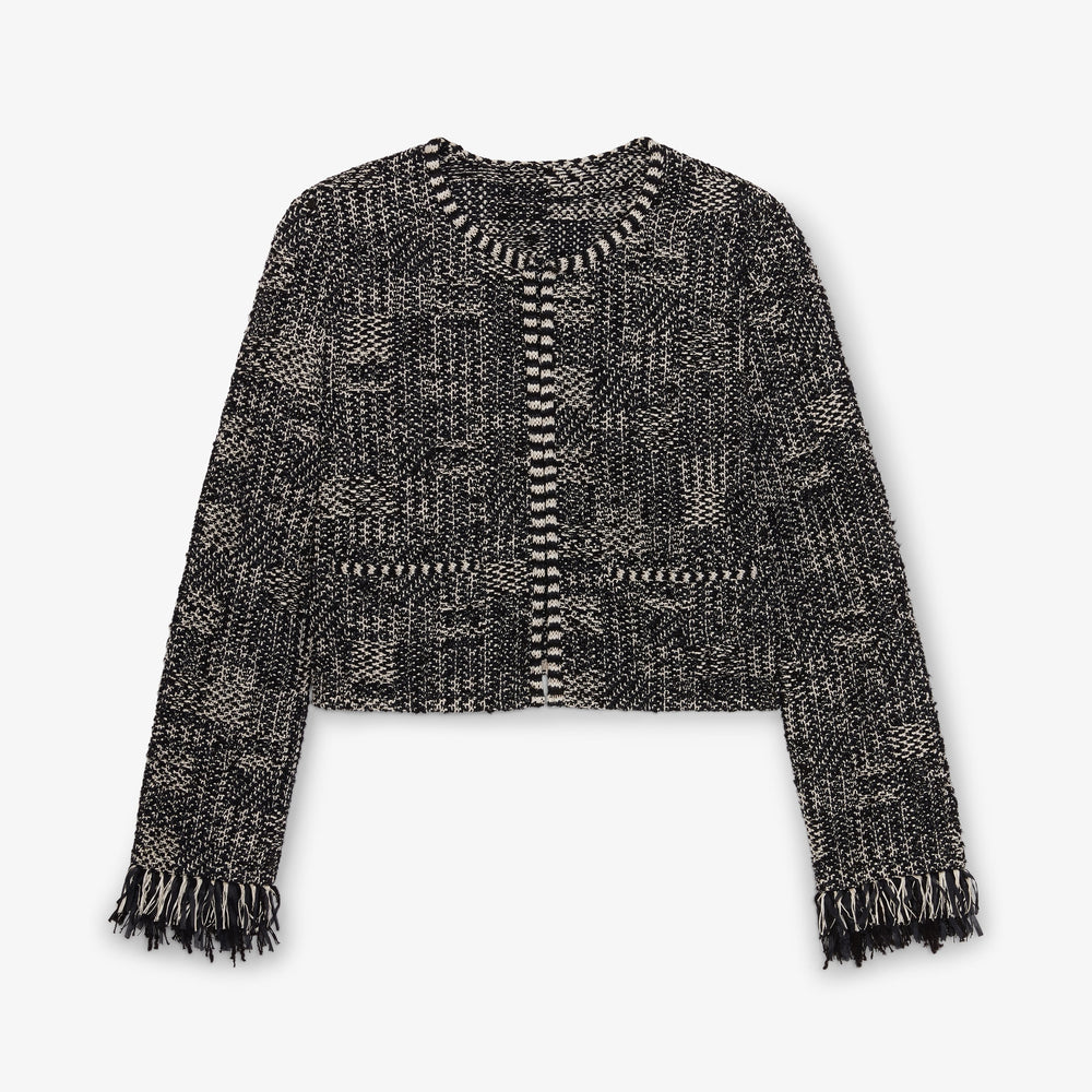 Packshot image of the lilia jacket in black and white