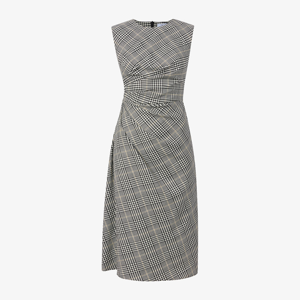 Packshot image of the jeannine dress in plaid sharkskin