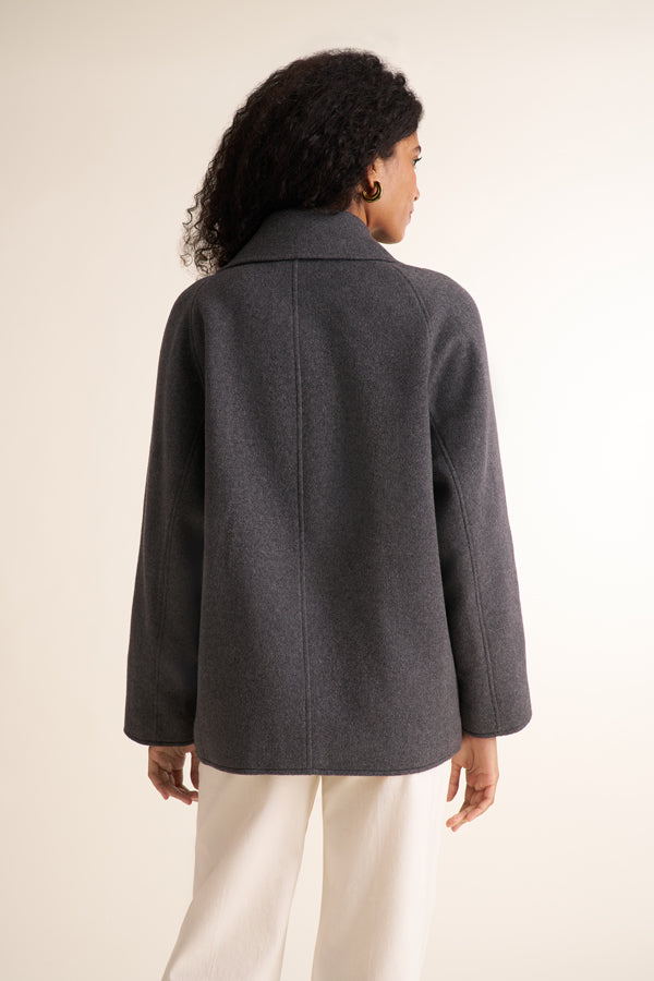 Calista Coat - Felted Wool Cashmere :: Dark Gray Melange