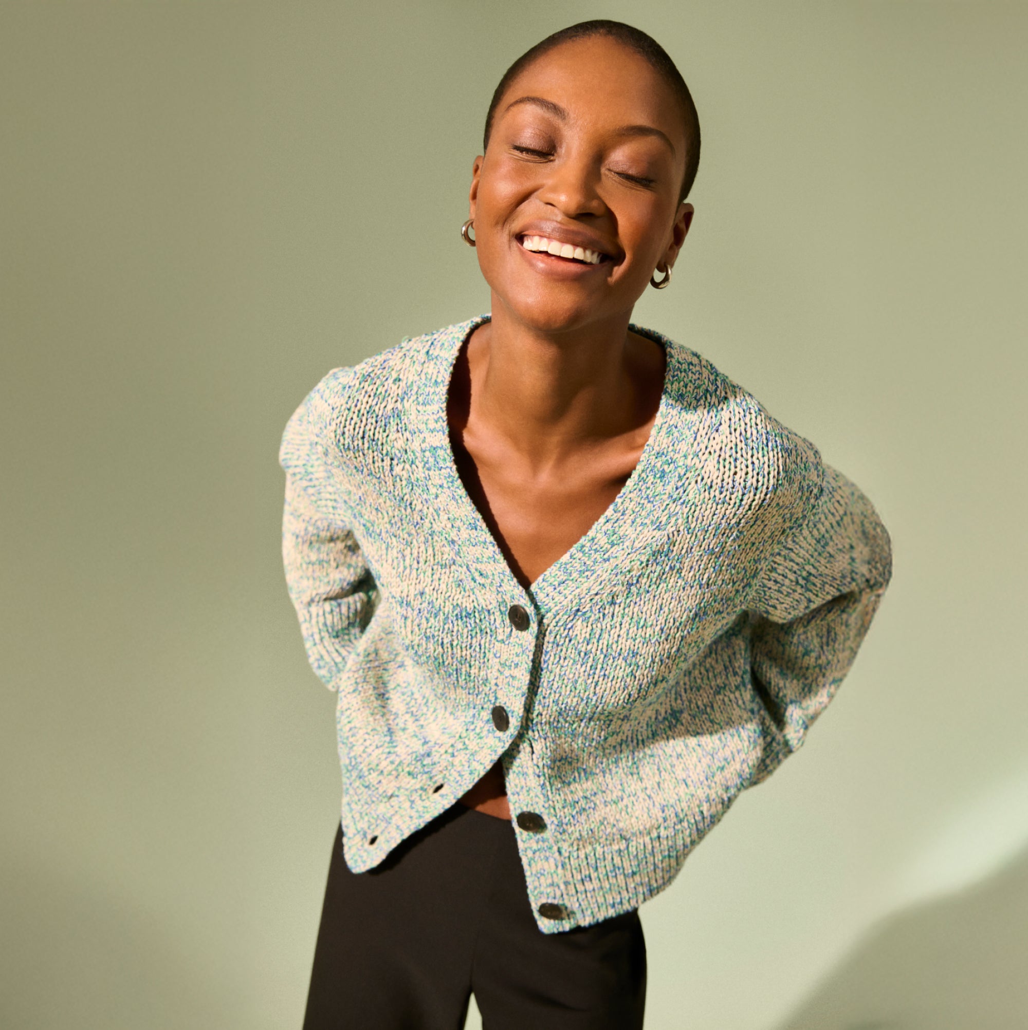 image of a woman in the dakota cardigan