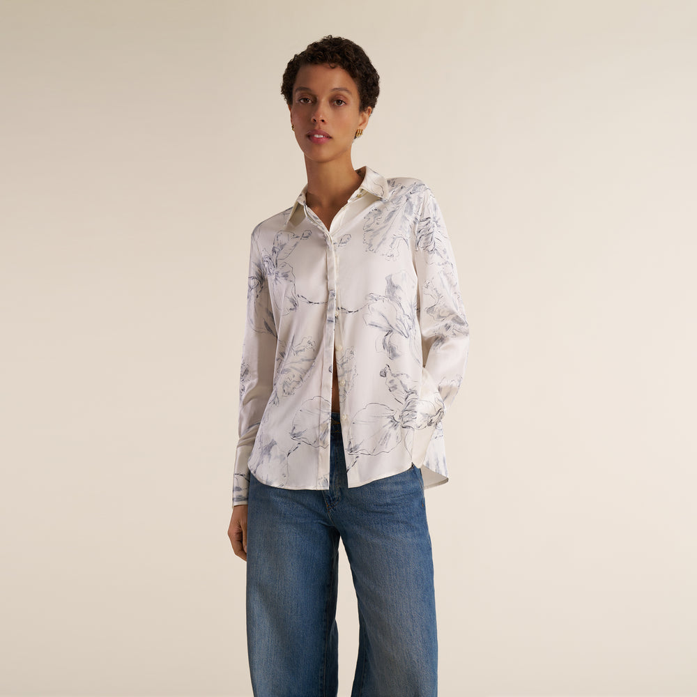 Tatum Button-Down Shirt, Fine Line Floral, image 1 of 7