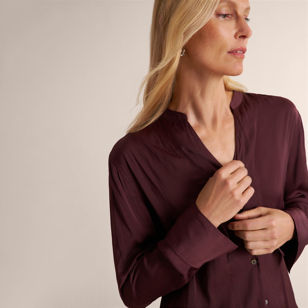 Juliette V-Neck Top, Aubergine, image 2 of 6