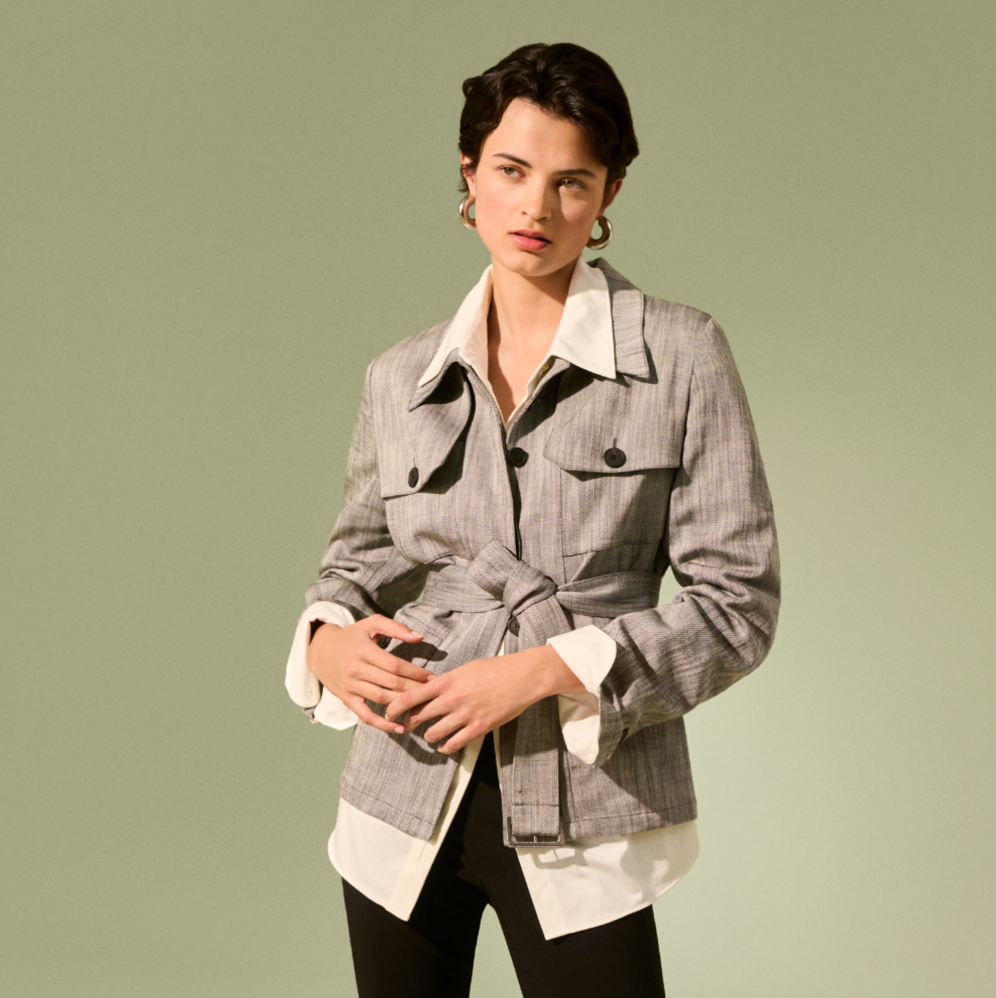 image of a woman wearing the emery jacket