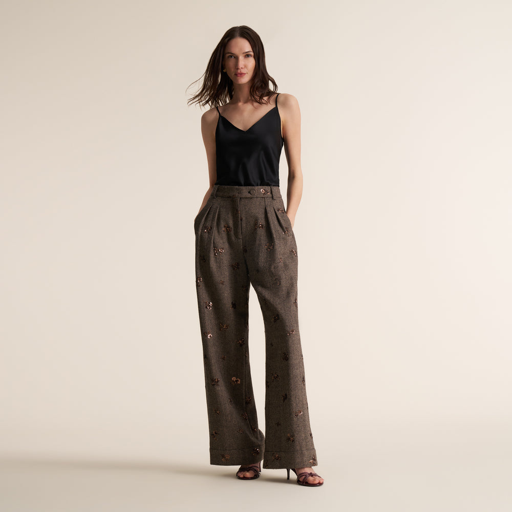 Bia Pleated Trouser, Brown Multi, image 3 of 10