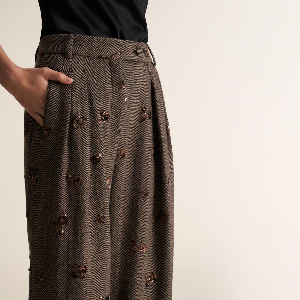 Bia Pleated Trouser, Brown Multi, image 2 of 10