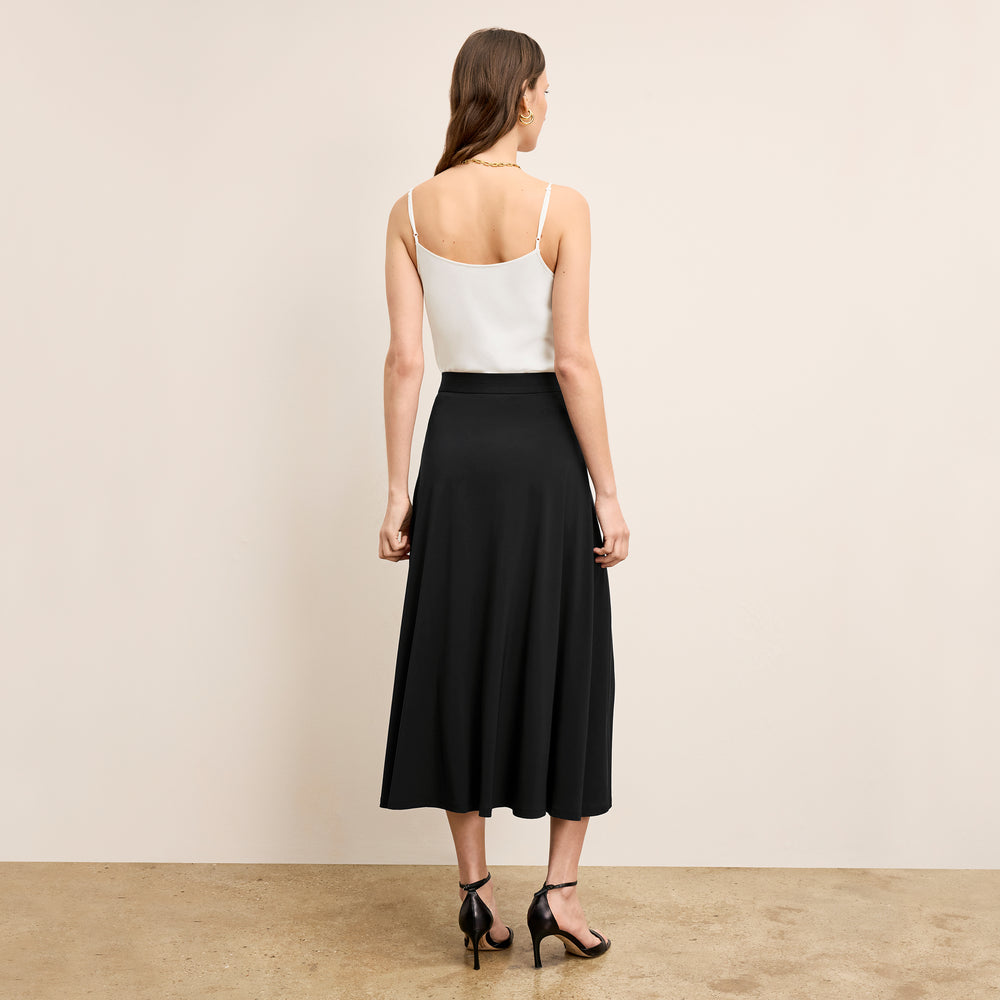 Backshot image of a woman wearing Ara Skirt - Light Jersey :: Black