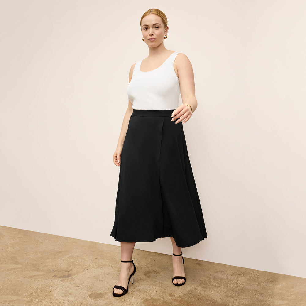 Front shot image of a woman wearing Ara Skirt - Light Jersey :: Black