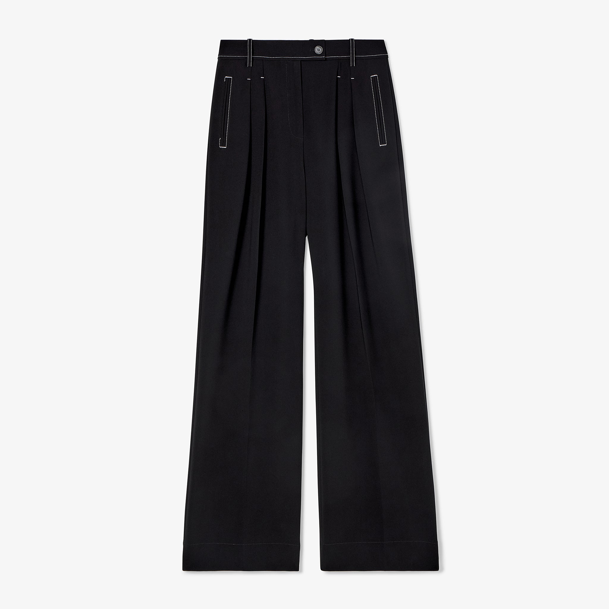 packshot image of the bia pants in black with topstitch 