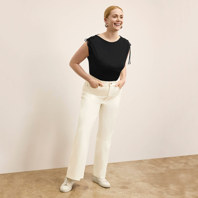 Dotty Cinch-Sleeve Top