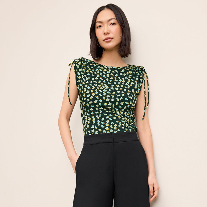 Dotty Cinch-Sleeve Top