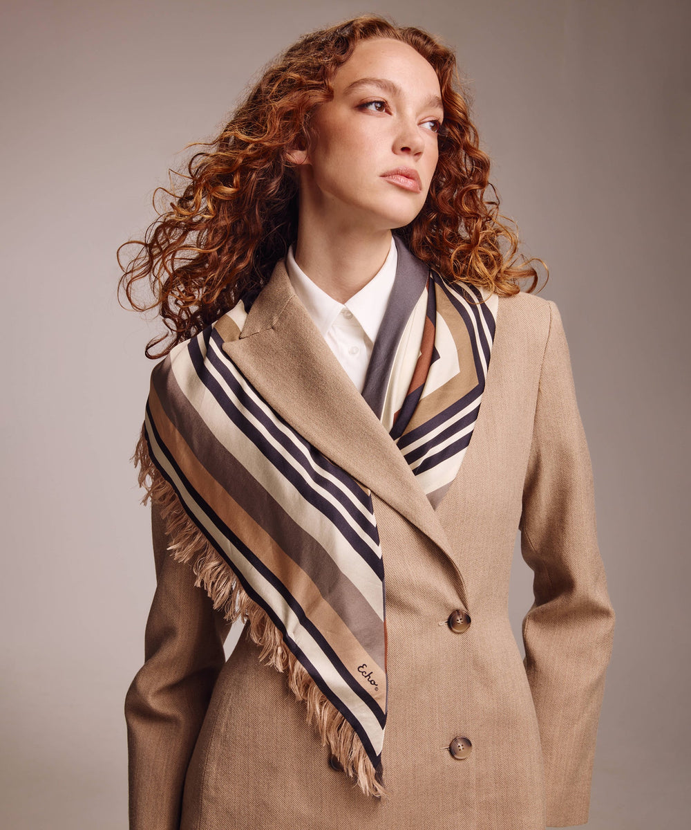 Echo Half and Half Oversized Silk Square Scarf
