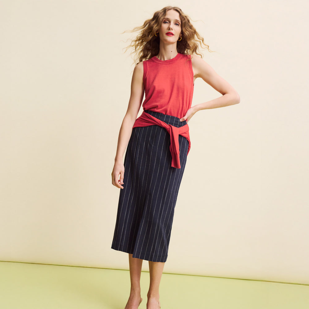 Meghan Midi Skirt, Navy/Ivory, image 5 of 8