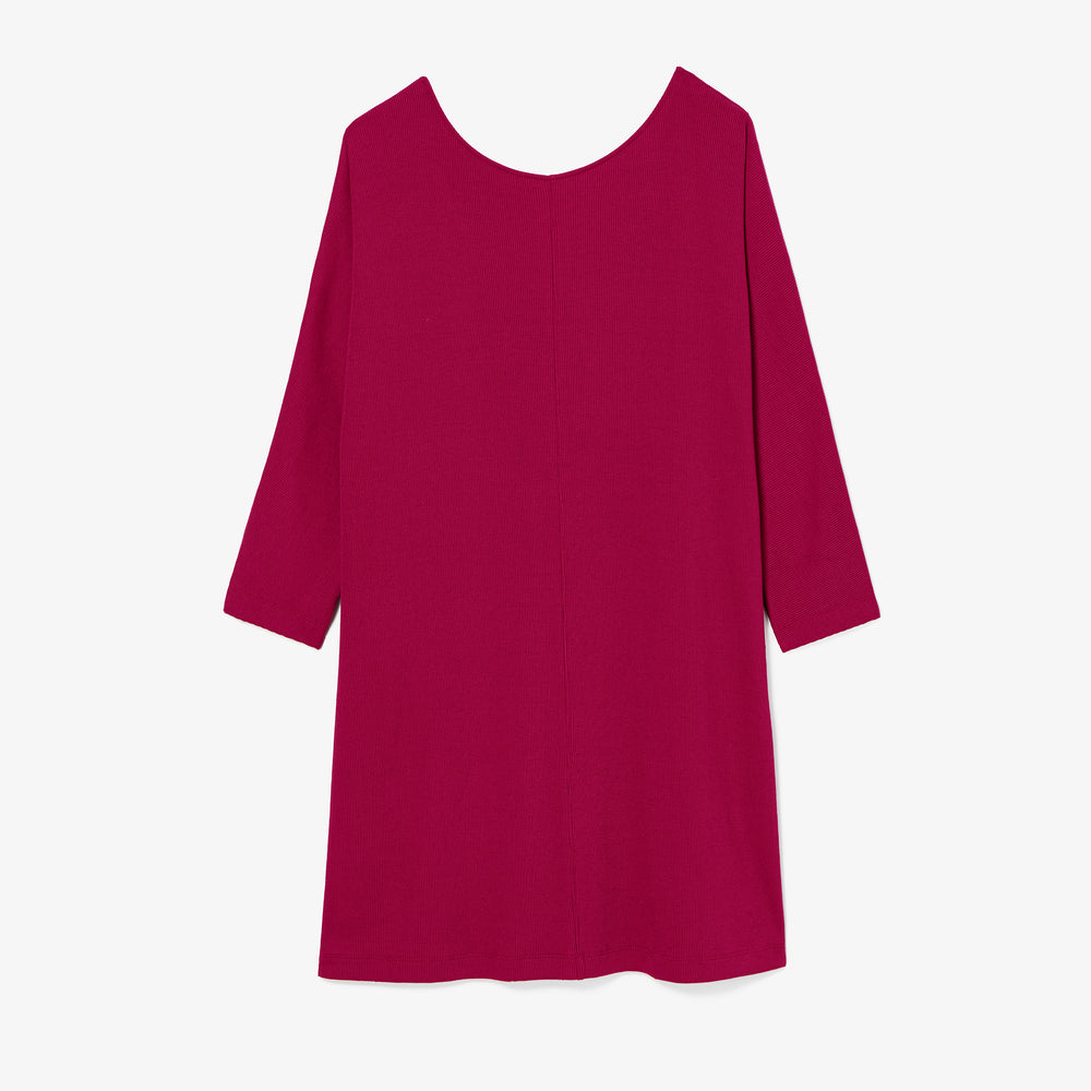 Packshot image of the Ivana Dress-Ribbed Pima Modal :: Dark Fuschia