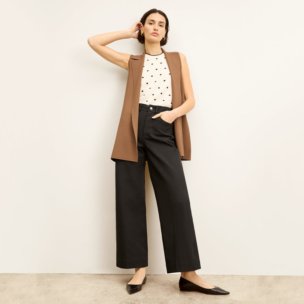 Front image of a woman wearing the Milo Jean in Black