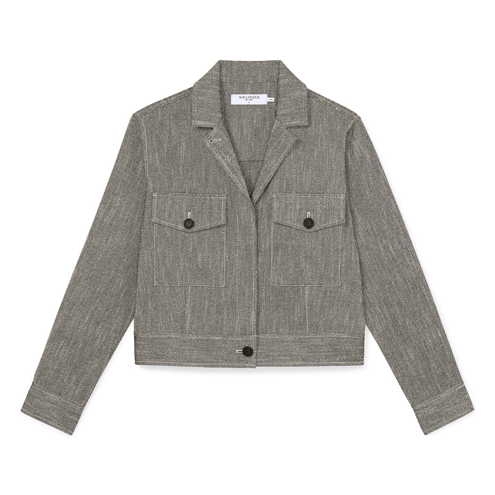 packshot image of the rhoda jacket in black/ivory