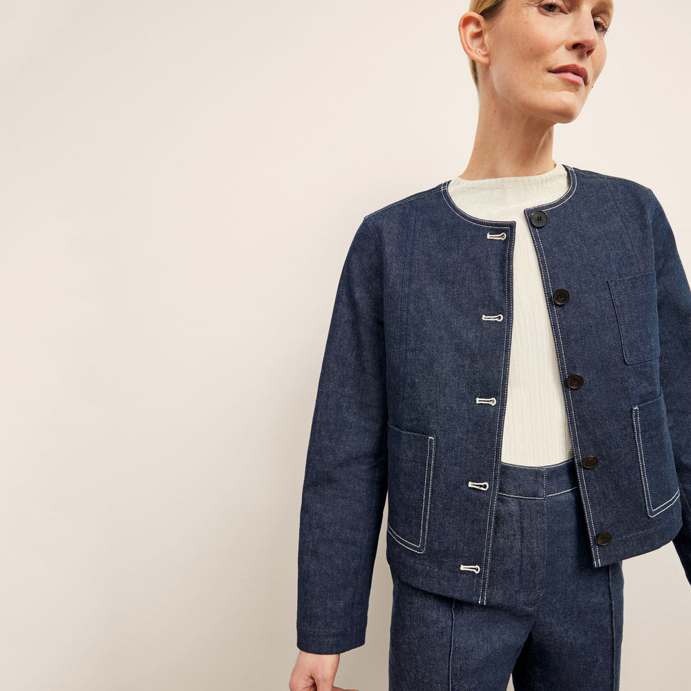 Kane Cropped Jacket, Dark Wash, image 9 of 10
