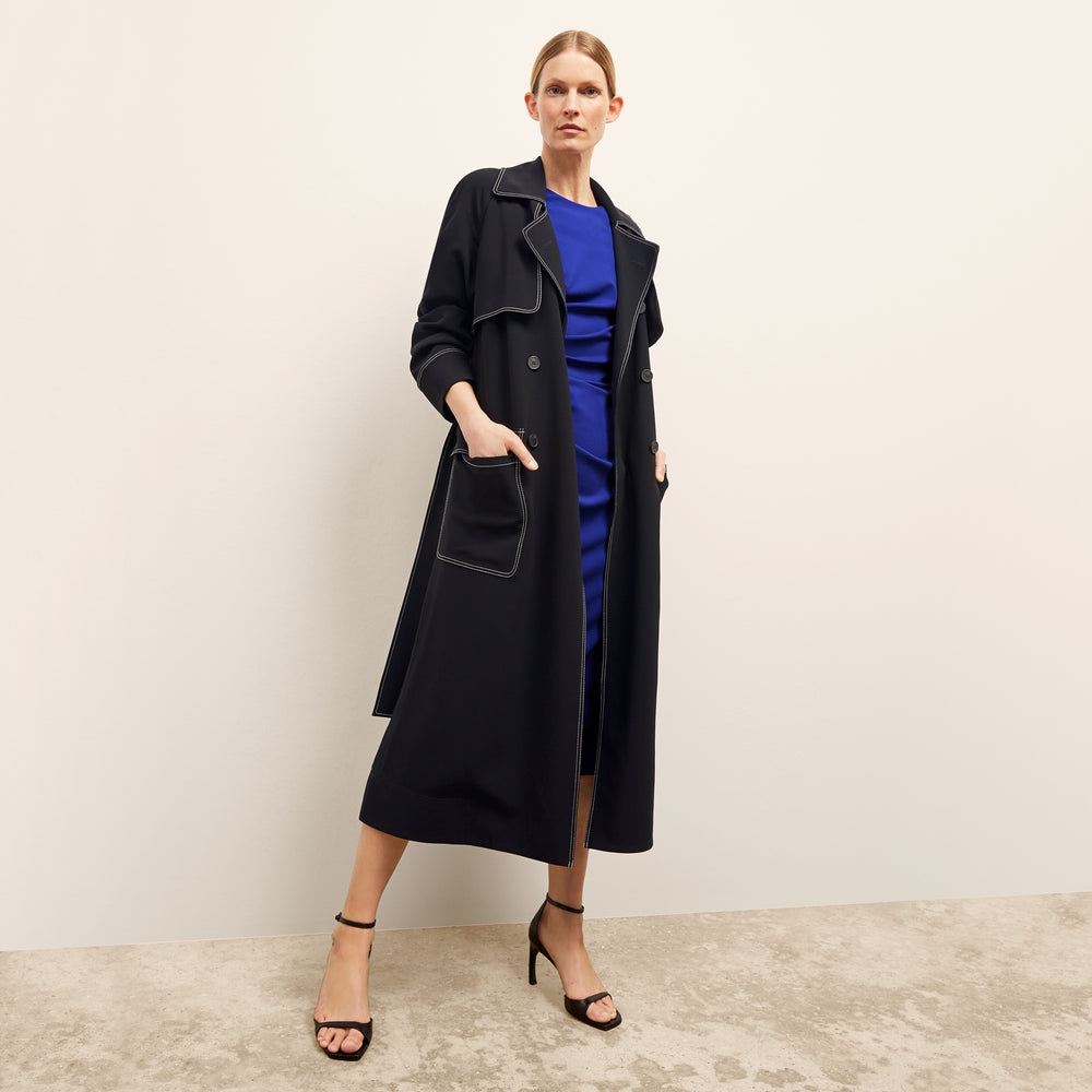 front image of a woman wearing the ciela dress in electric blue