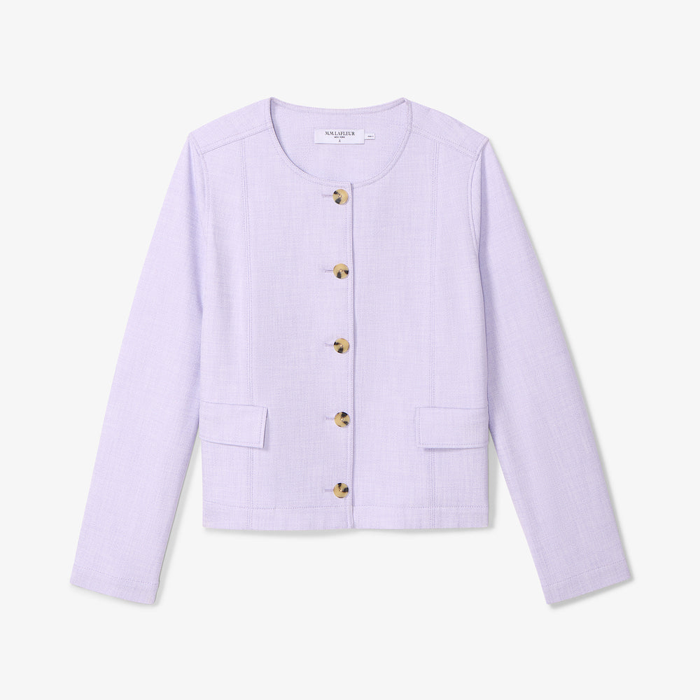 packshot image of the aniya jacket in lilac/ivory