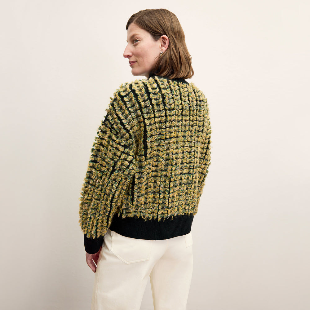 back image of the rayna sweater in pom pom knit