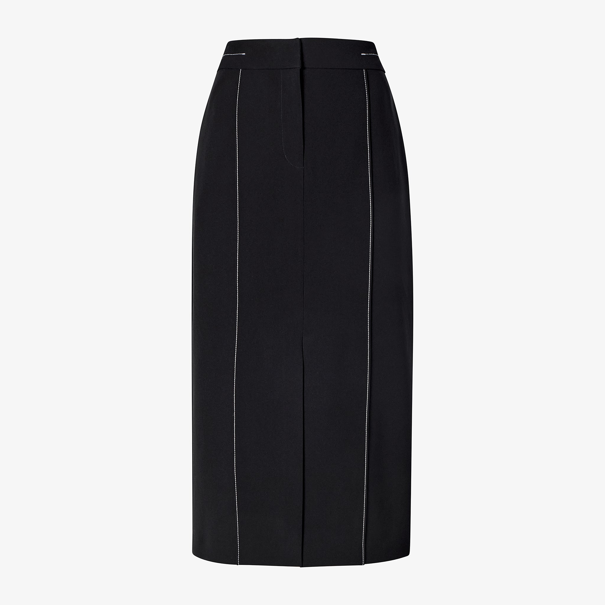packshot image of the meghan skirt in black with topstitch