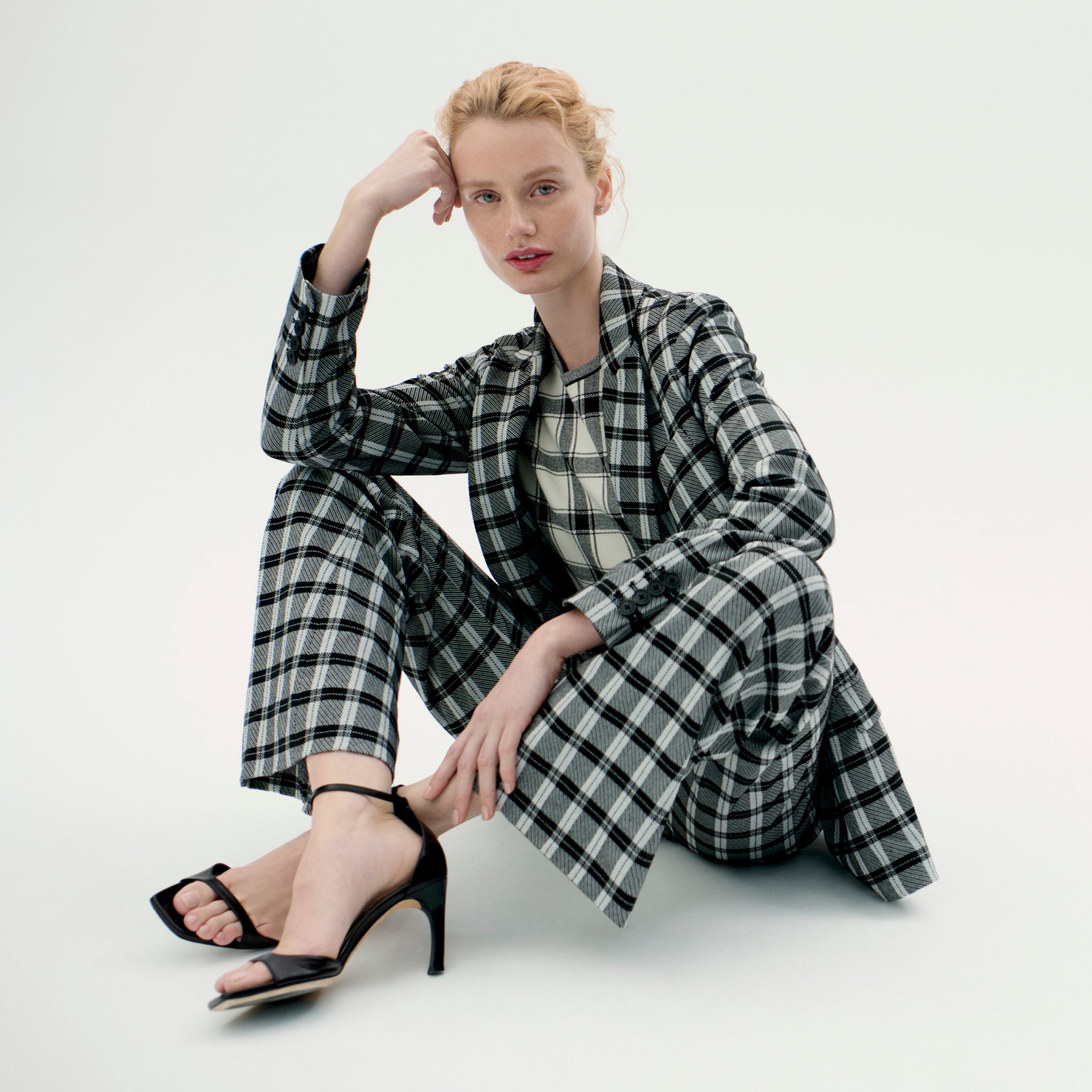 Front image of a woman wearing the O'Hara Blazer 