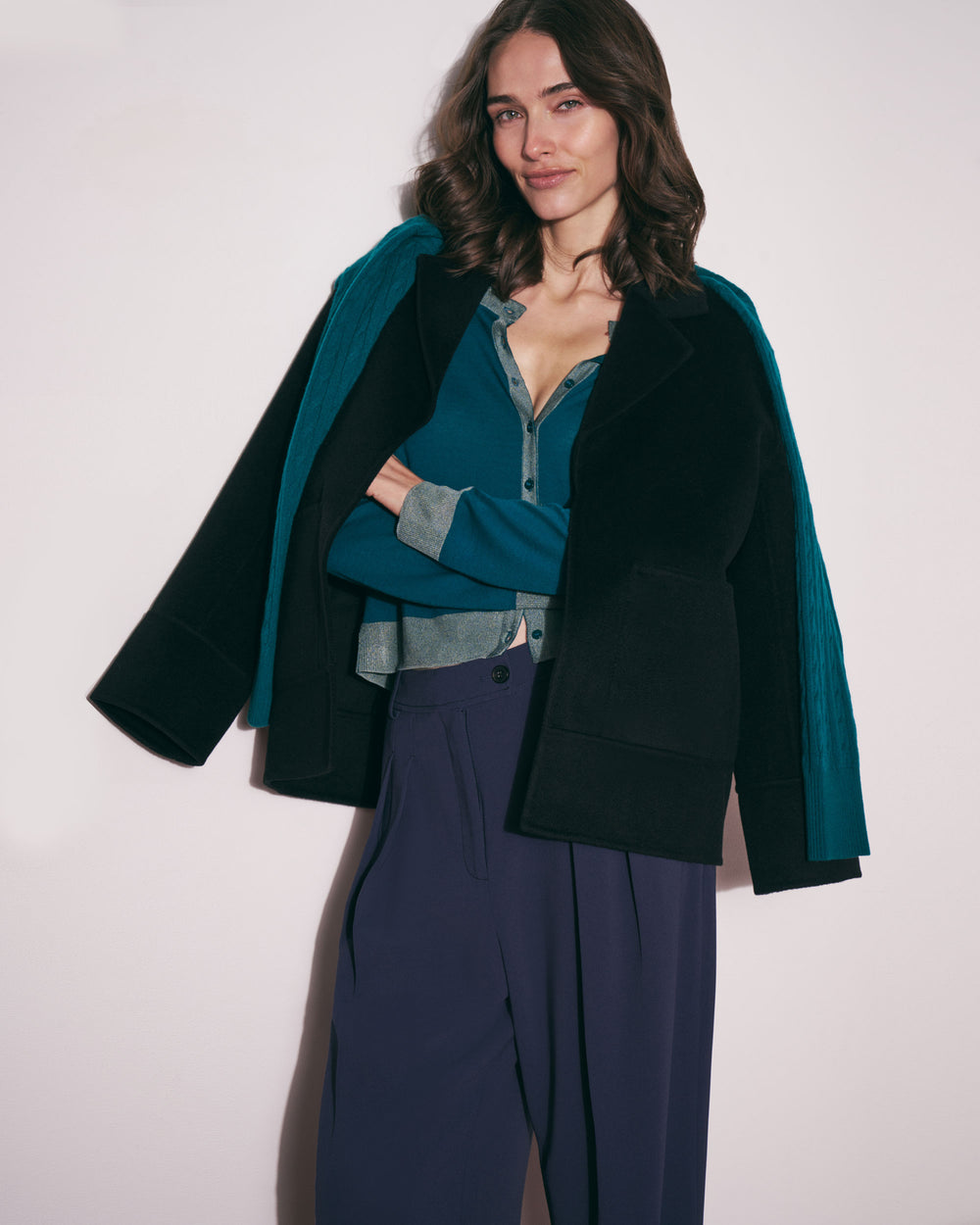 Giselle "Something's Gotta Give Cable" Sweater, Midnight Pine, image 9 of 10