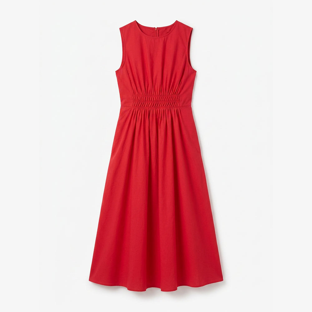 Red dress on a light gray background