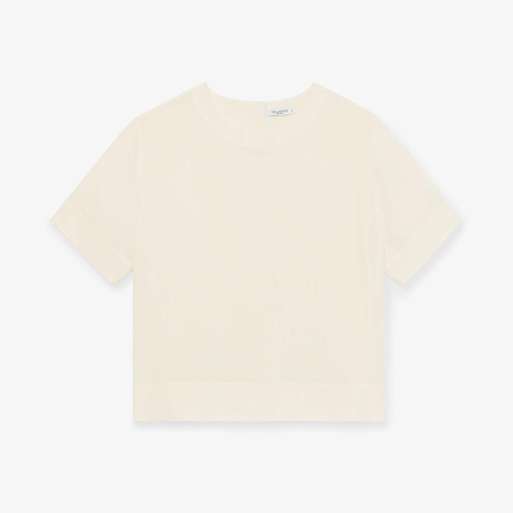 Packshot image of the Annika Tee—Washable Silk in Pearl