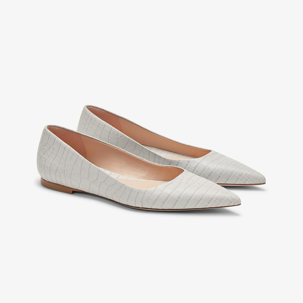 Packshot image of the Rowan Flat--Embossed Croc in Gray