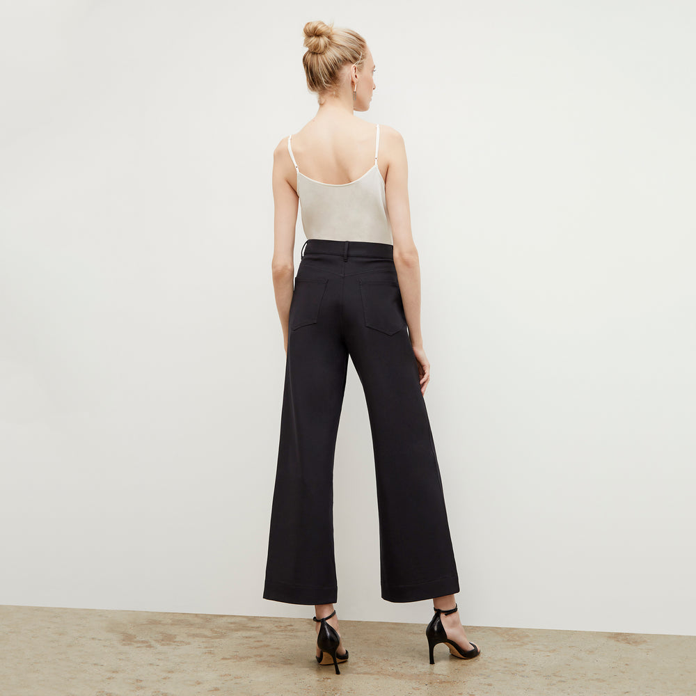 Back image of a woman wearing the Milo Jean in Black