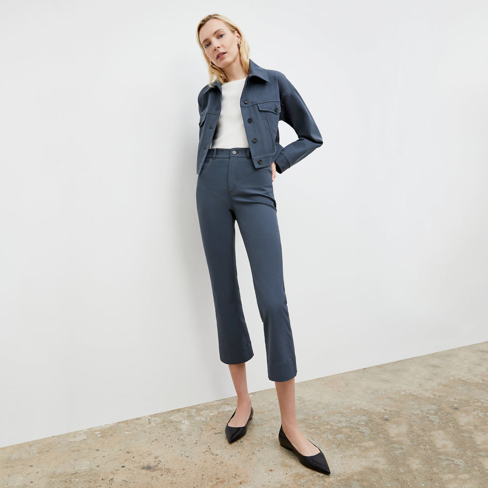 Front image of a woman wearing the Anna Jacket - Better Than Denim in Dusty Indigo