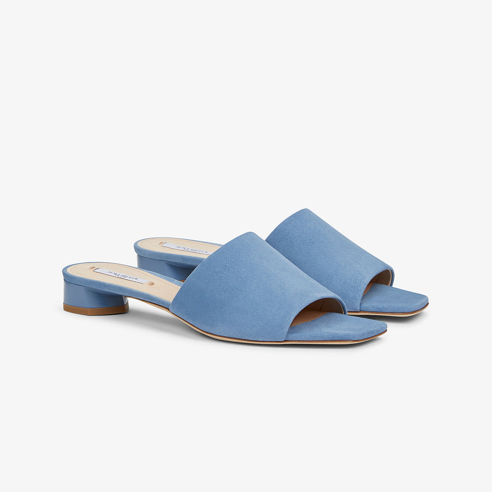 Packshot image of the Carter Slide - Suede in Sky Blue