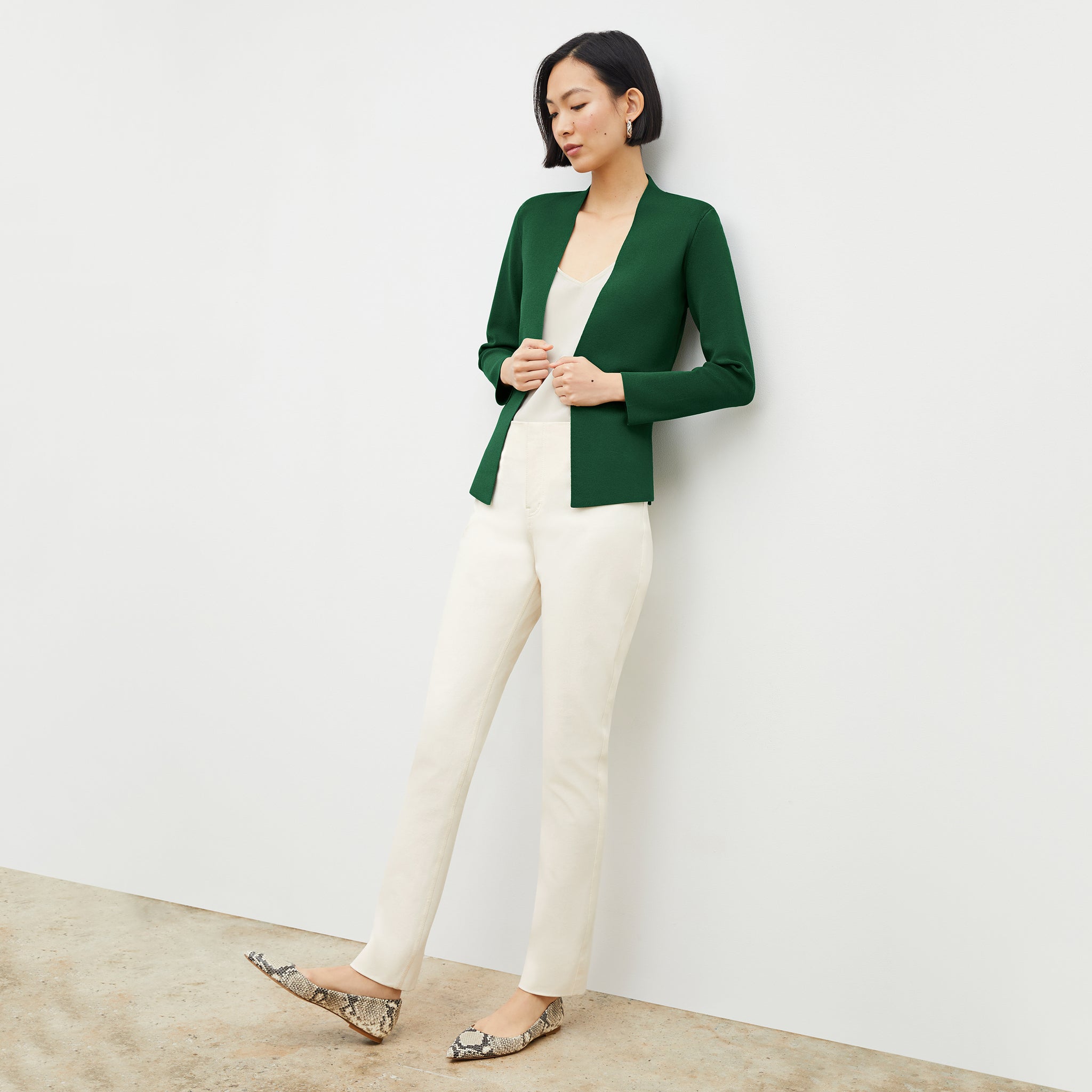 Front image of a woman standing wearing the Hockley Jean—Better Than Denim in Tusk